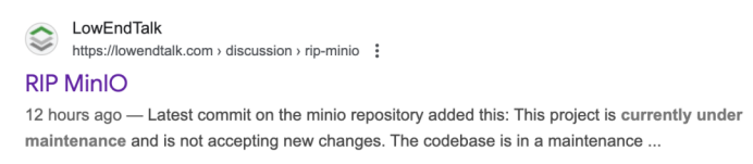 “MinIO已死？”近60k Star的明星开源项目官宣：进入维护模式